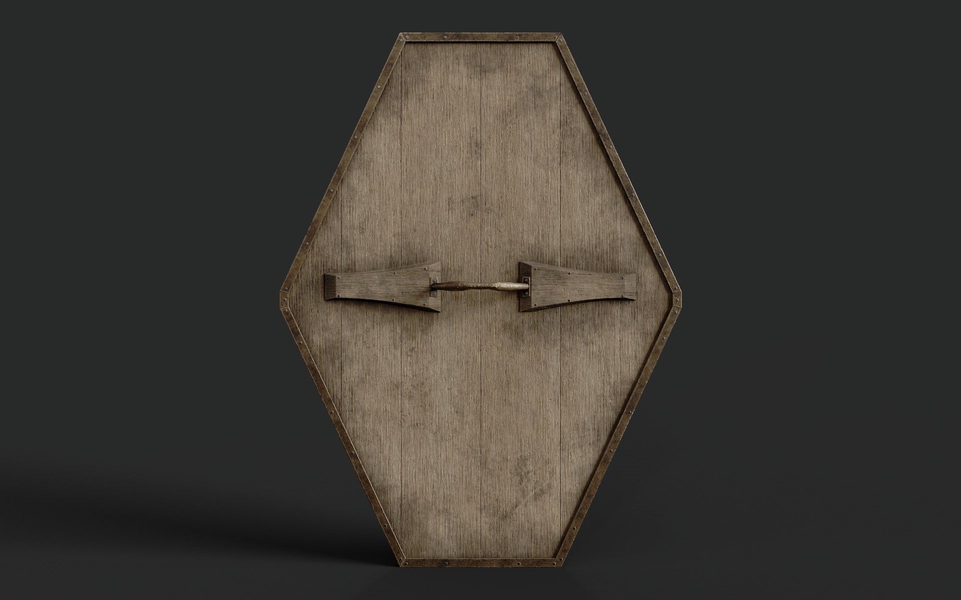 Slavic diamond-shaped shield painted yellow with sun symbol Low-poly 3D model_2