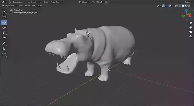 Hippopotamus Low-poly 3D model hippo Low-poly 3D model