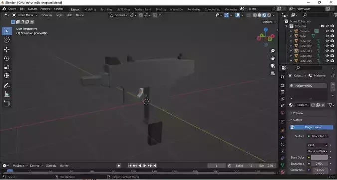 low poly uzi 3D model gun