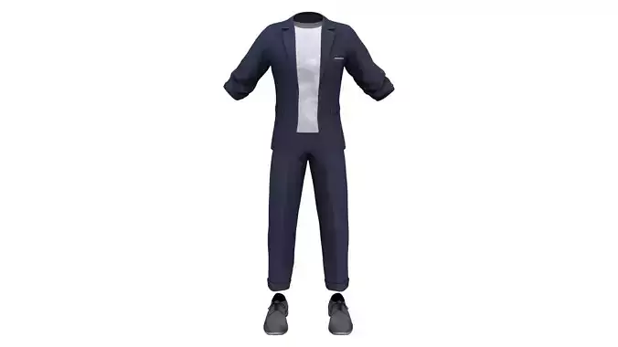 Men Rolled Sleeves Jacket Tshirt Rolled Leg Pants Shoes Outfit