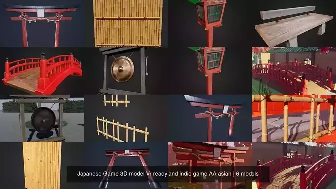 Japanese Game 3D model Vr ready and indie game AA asian 3D Model Collection