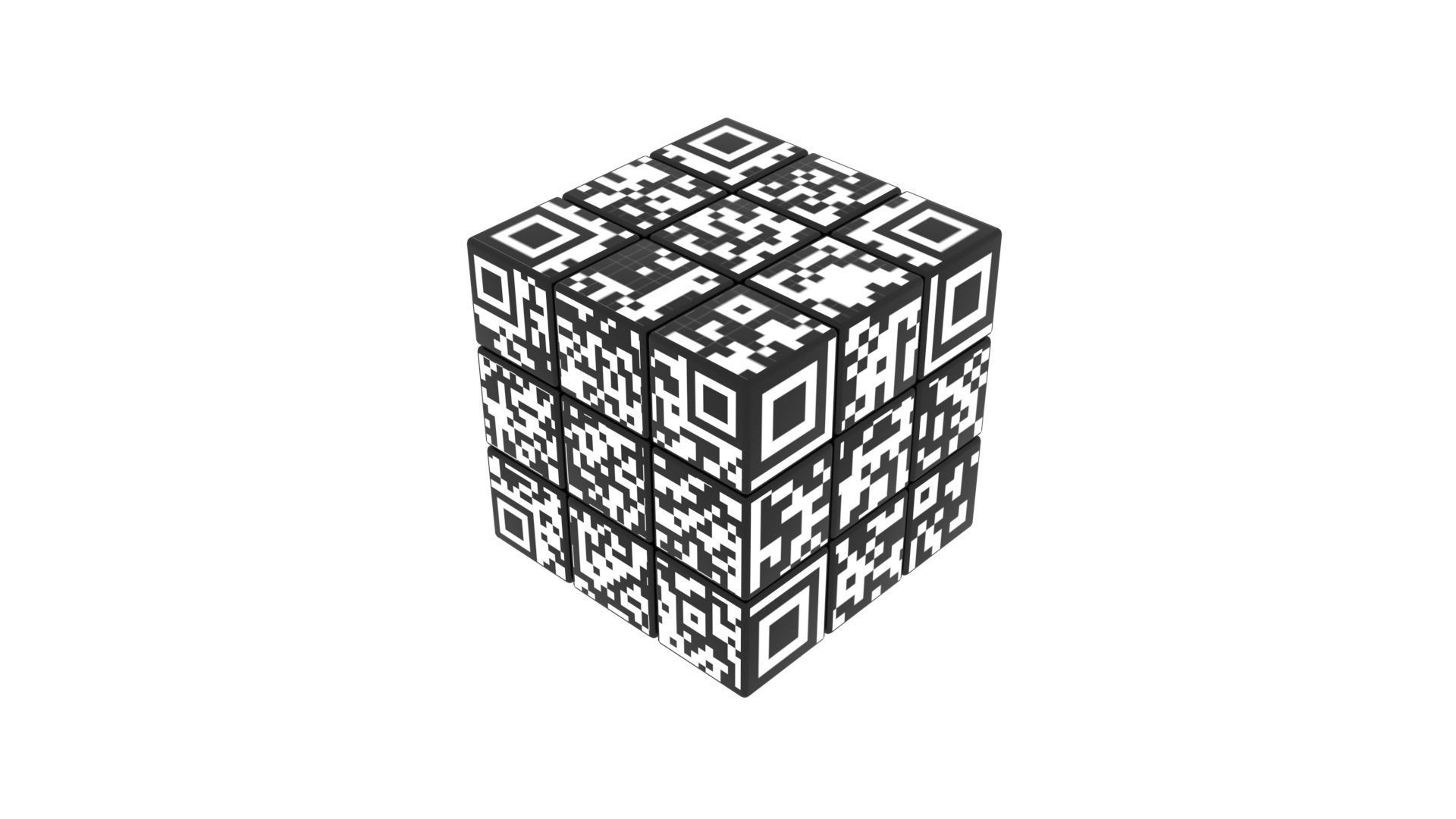 QR Code Rubiks Cube 3D model_1