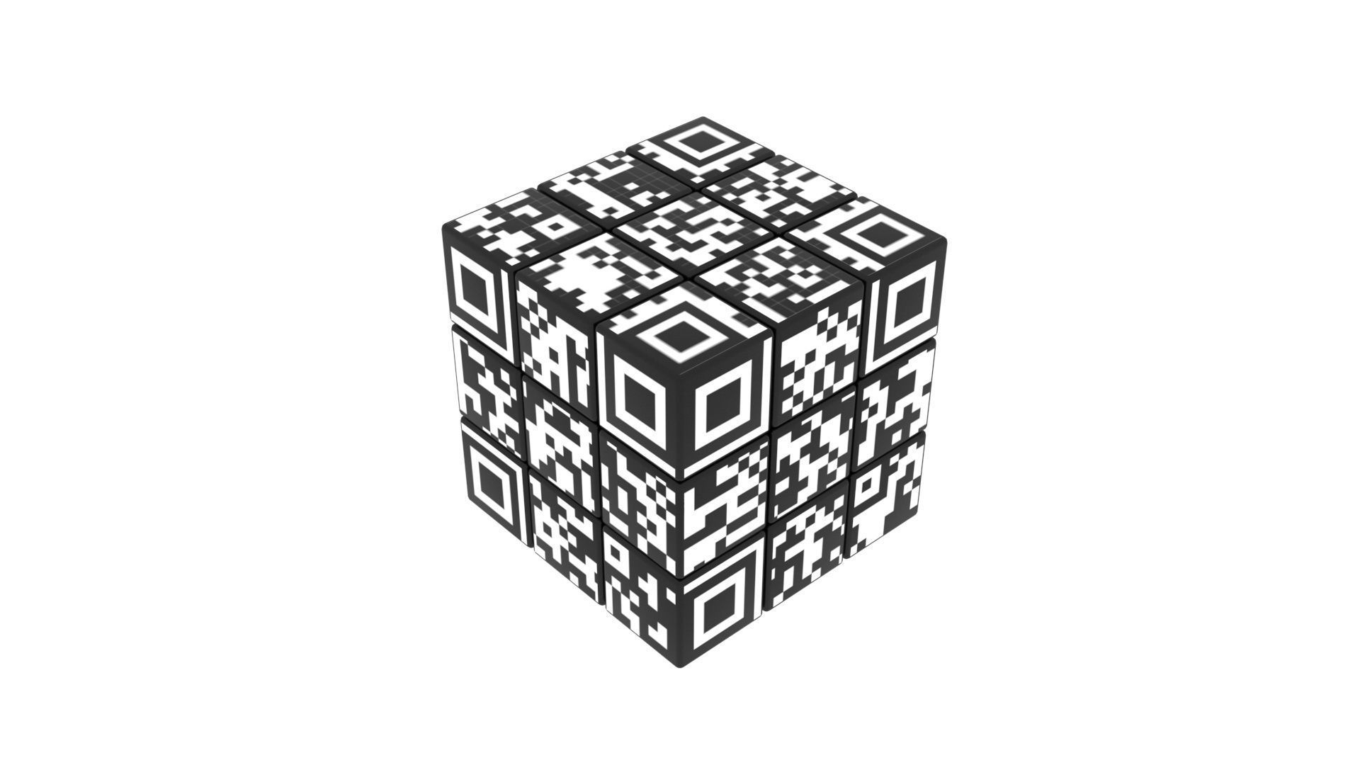 QR Code Rubiks Cube 3D model_2