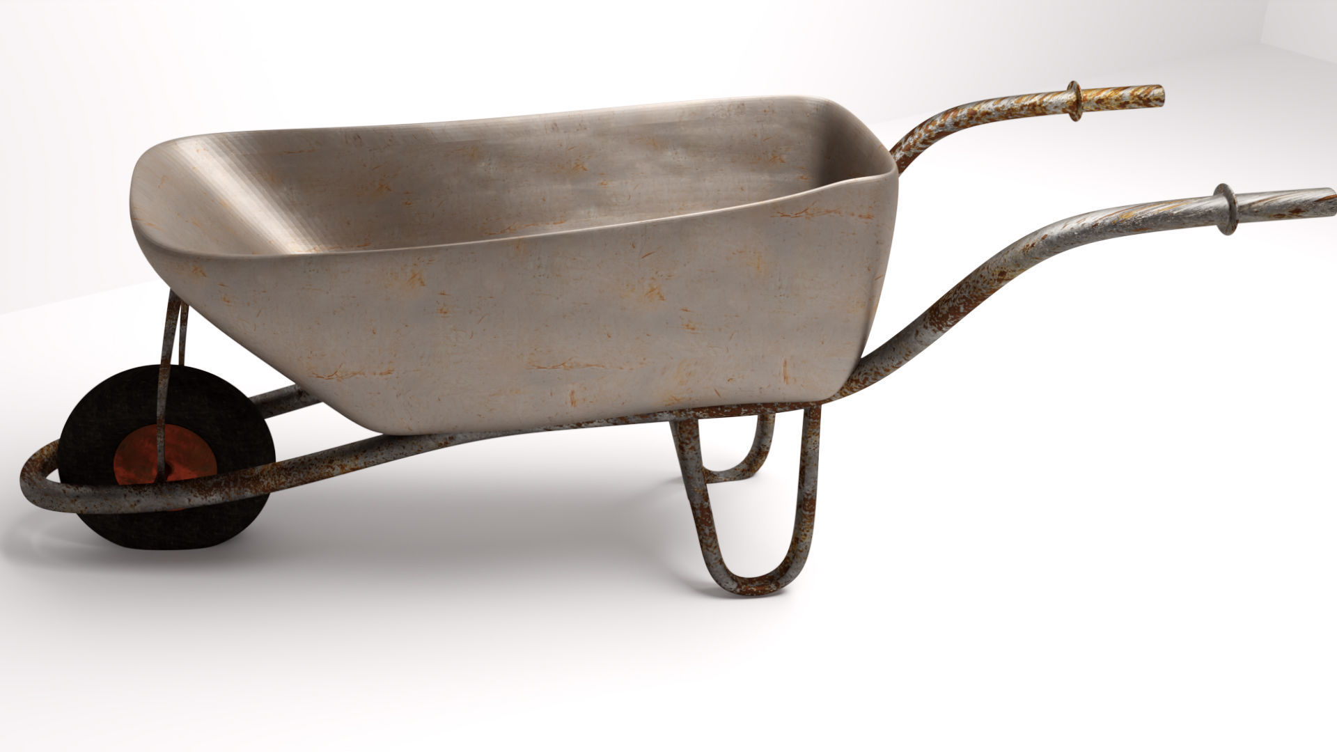 Rusted Wheelbarrow Low-poly 3D model_3