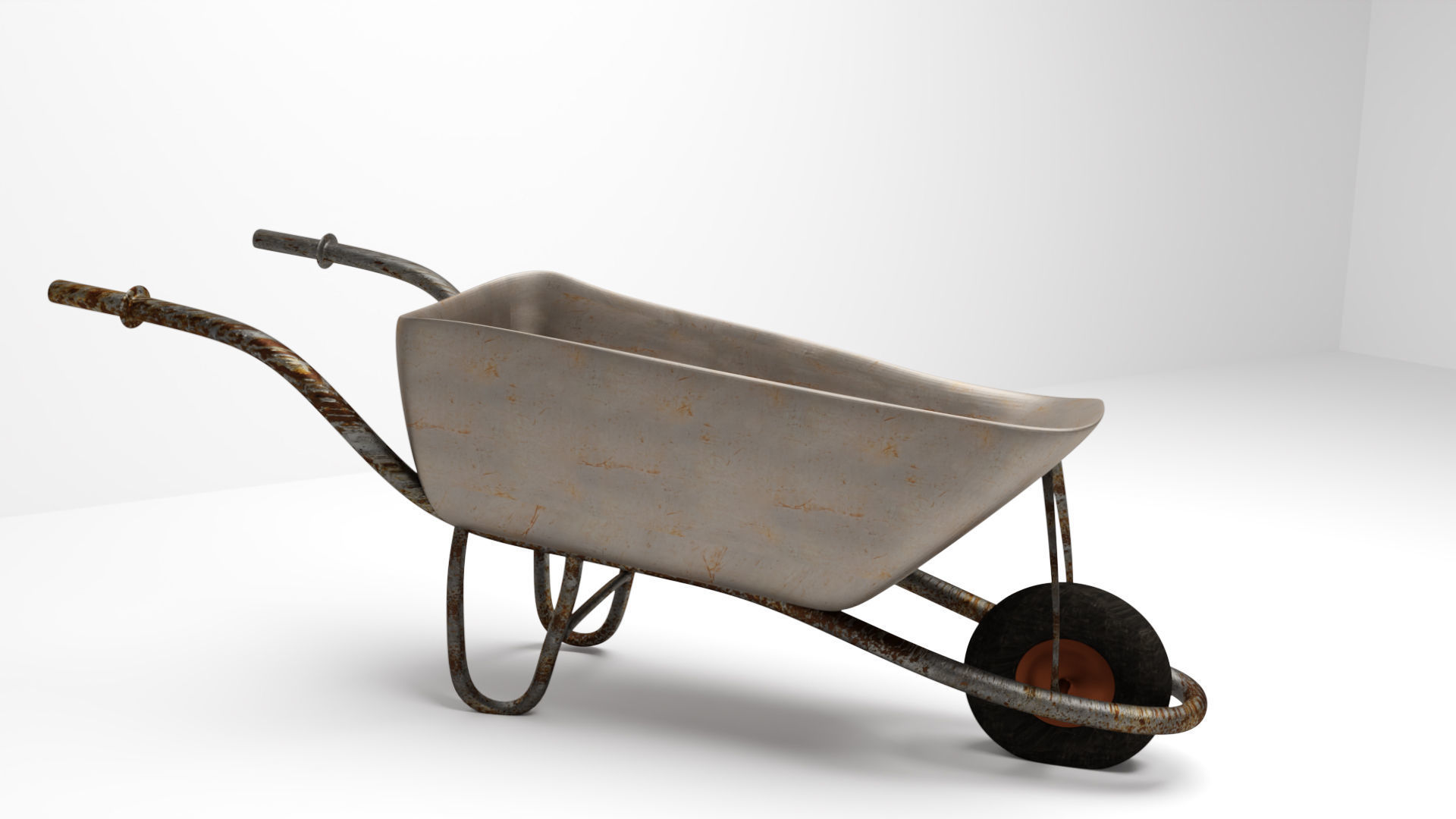 Rusted Wheelbarrow Low-poly 3D model_4