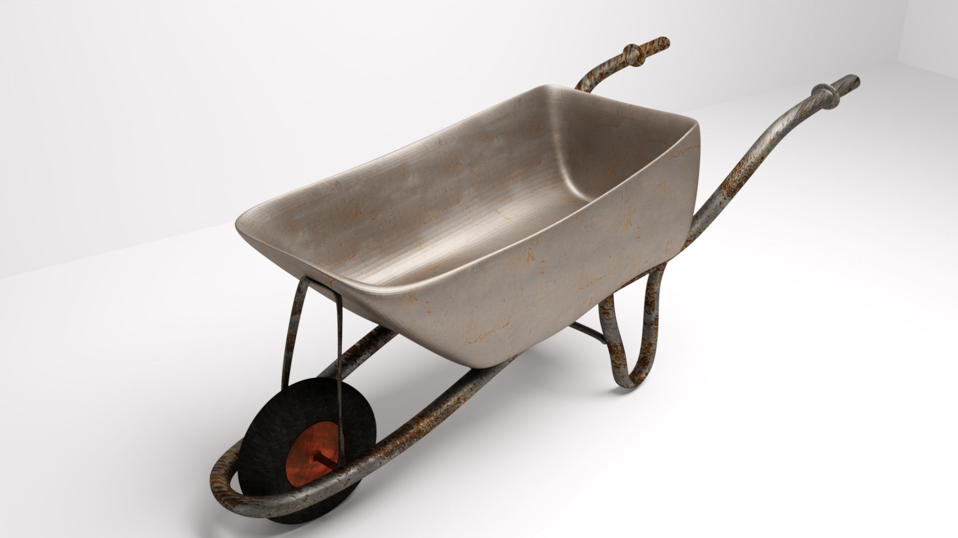 Rusted Wheelbarrow Low-poly 3D model_2