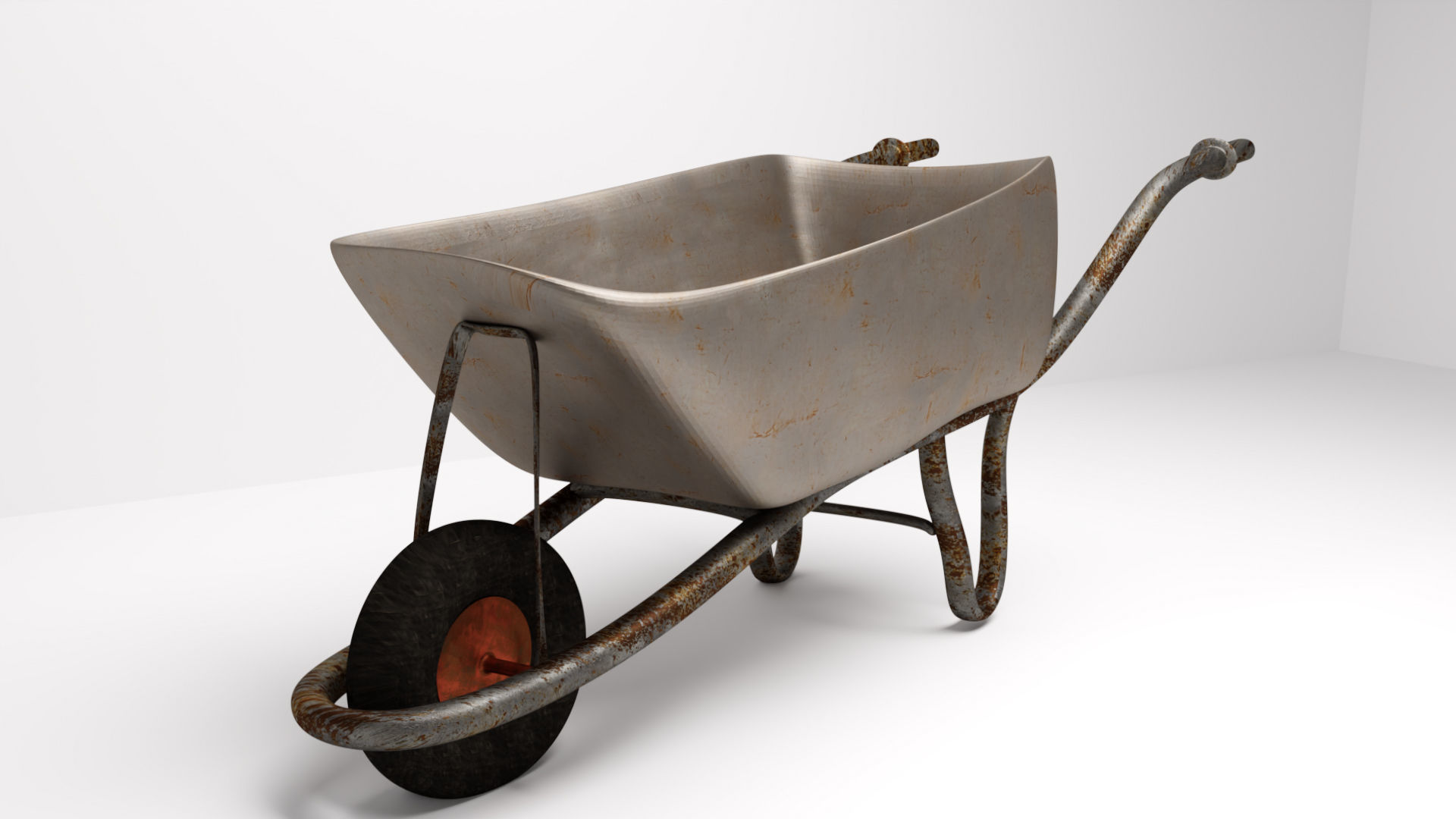Rusted Wheelbarrow Low-poly 3D model_1