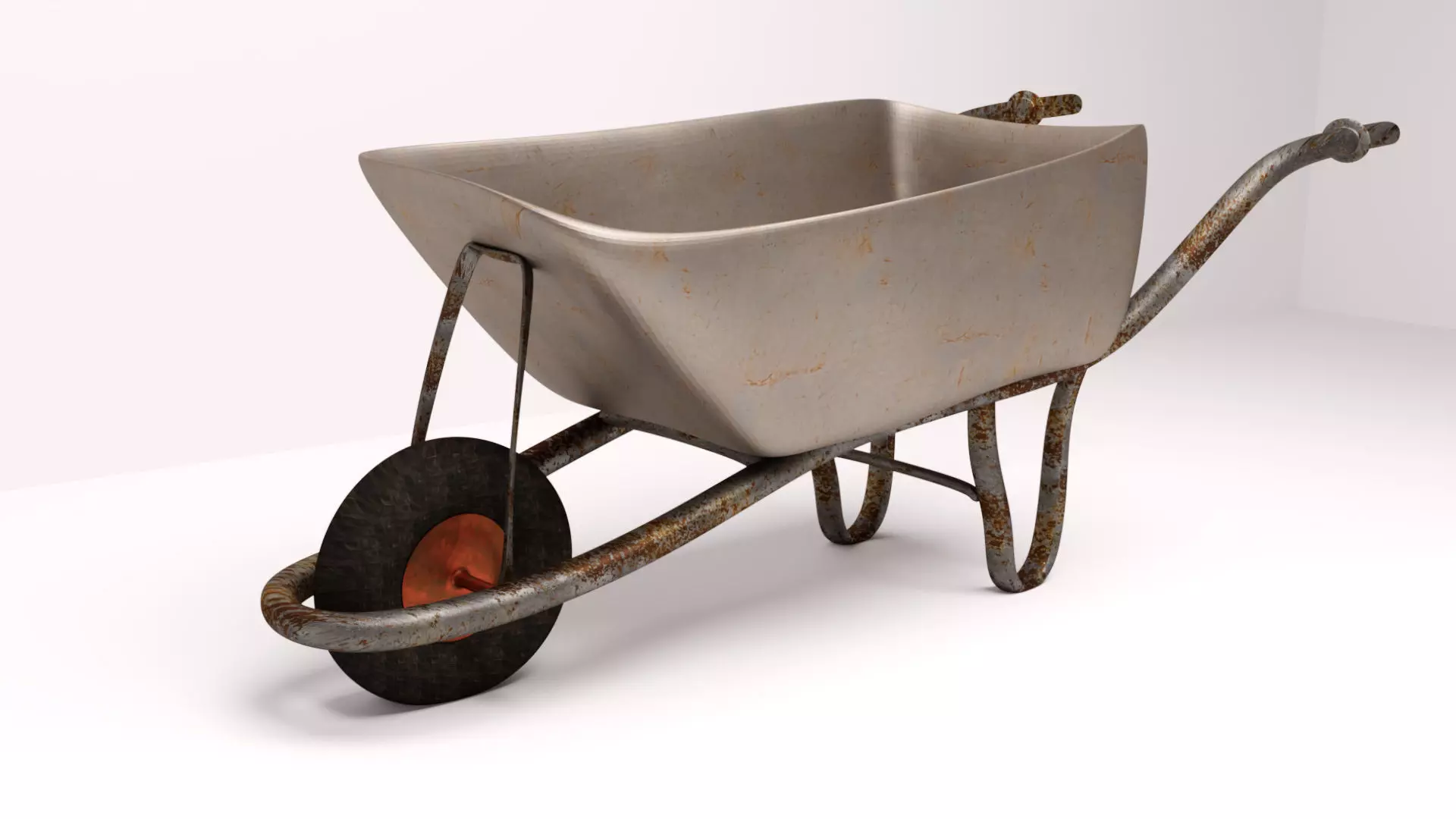 Rusted Wheelbarrow Low-poly 3D model_0