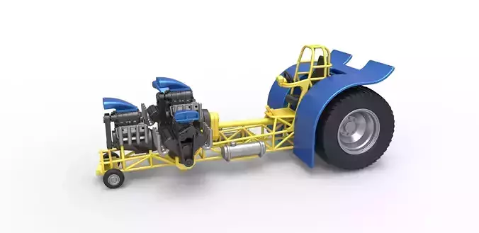Pulling tractor with 4 engines V8 Version 6 Scale 1 to 25
