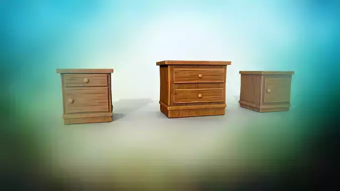 Stylized furniture bedside tables PBR game ready Low-poly 3D model