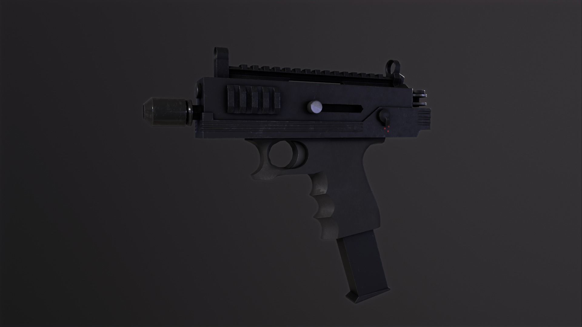 Mini Uzi sub machine gun concept  Low-poly 3D model_9
