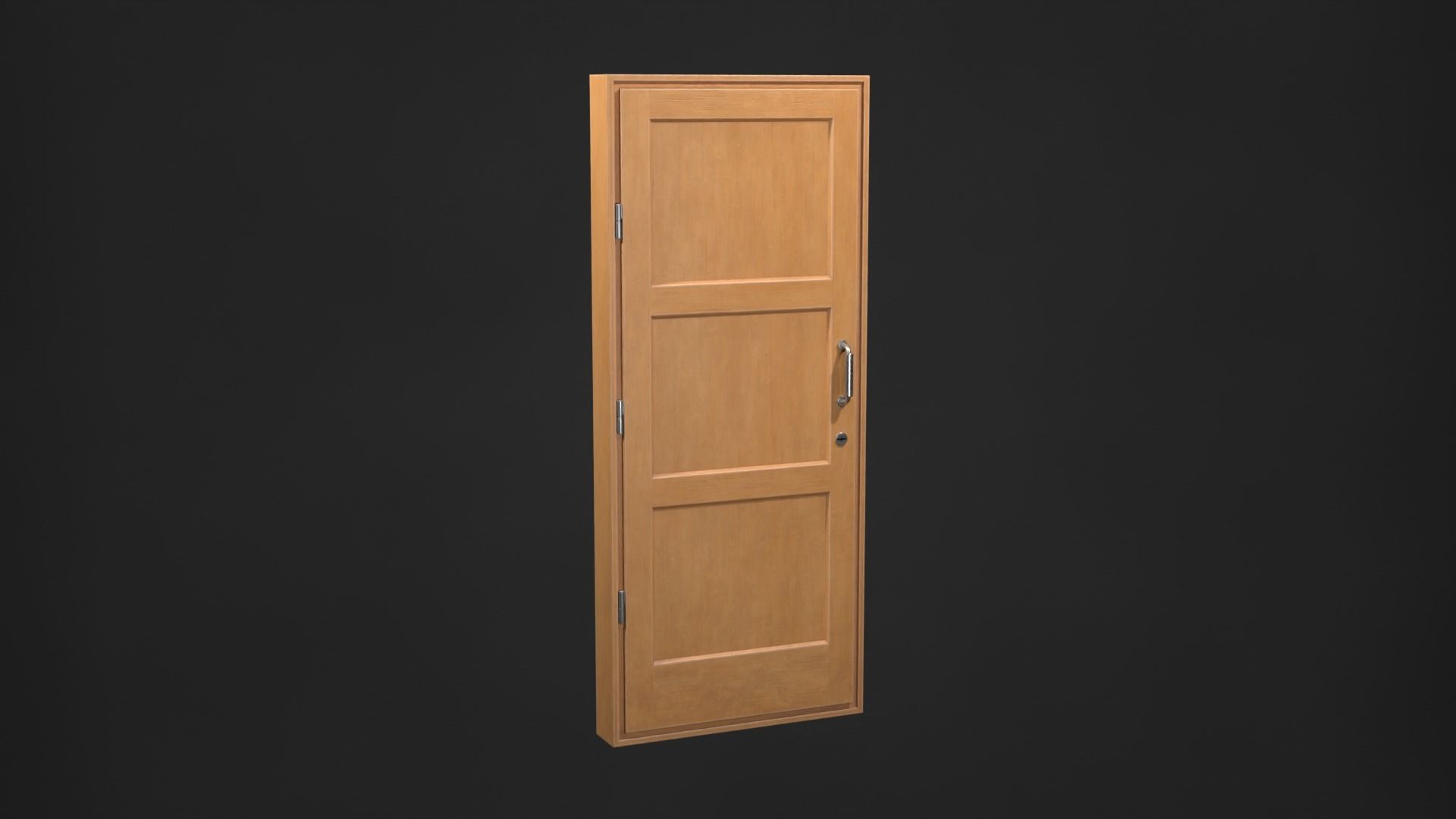 Wooden door Low-poly 3D model_1