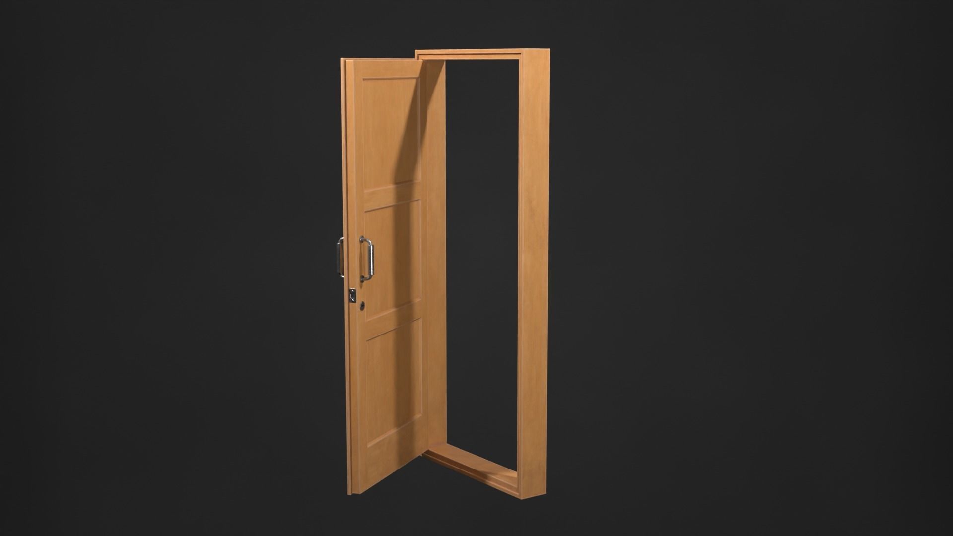 Wooden door Low-poly 3D model_3