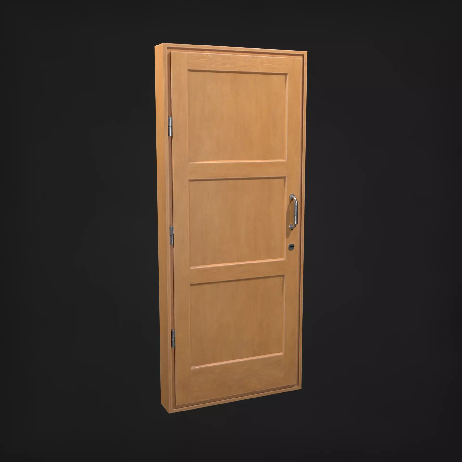 Wooden door Low-poly 3D model_0