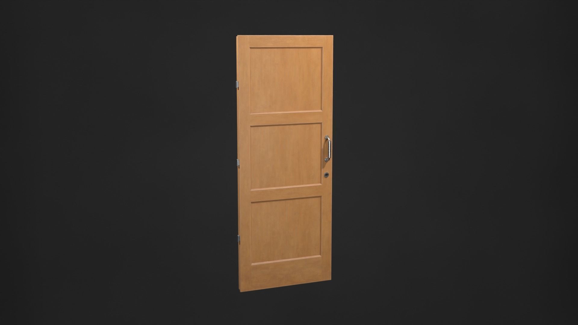 Wooden door Low-poly 3D model_9
