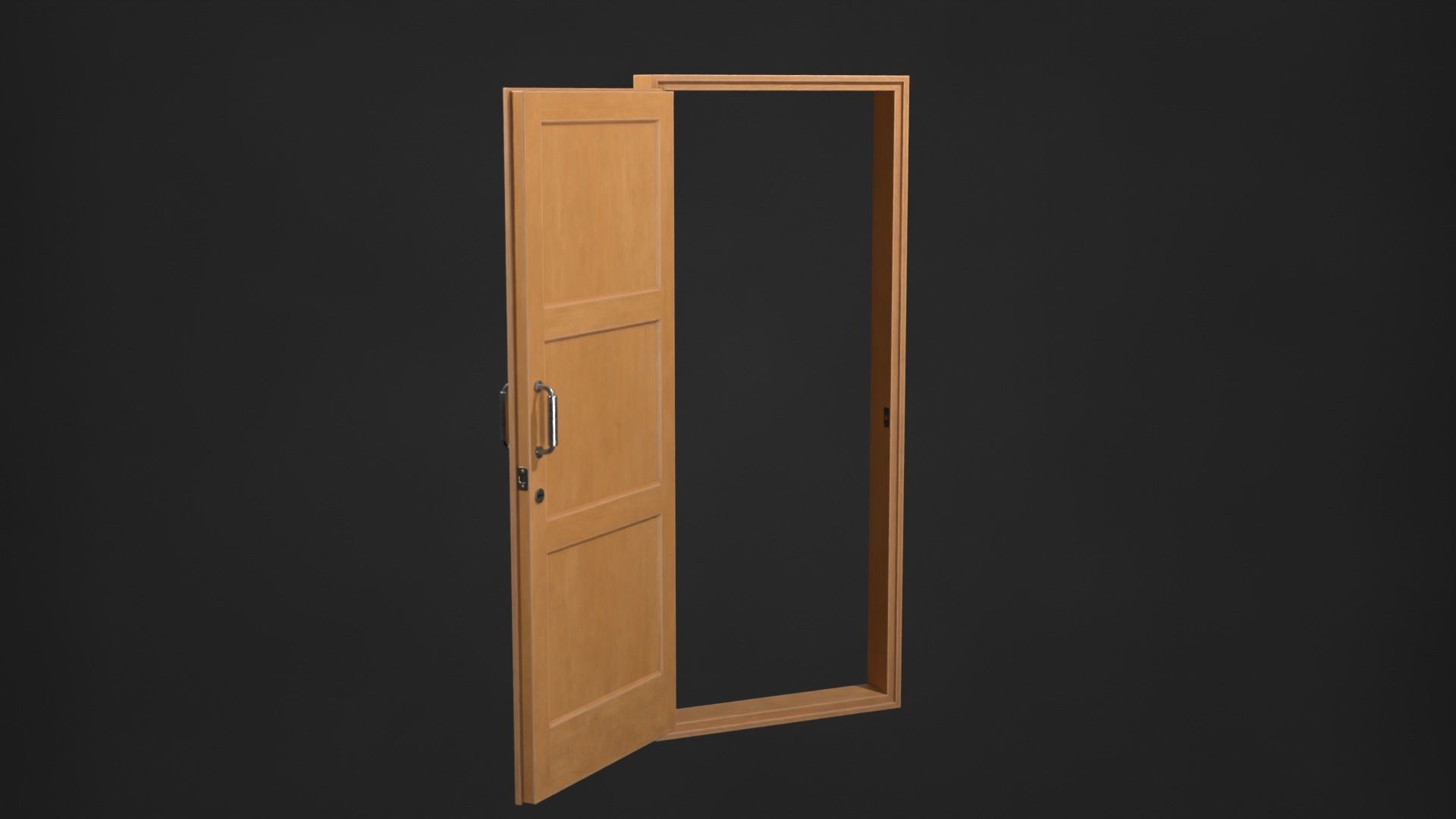 Wooden door Low-poly 3D model_4