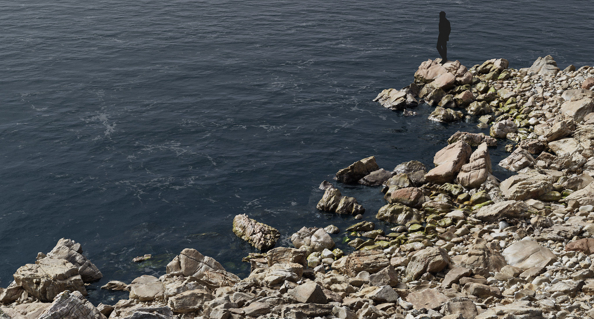 Rock Stone Beach Line PBR Scan Low-poly 3D model_1