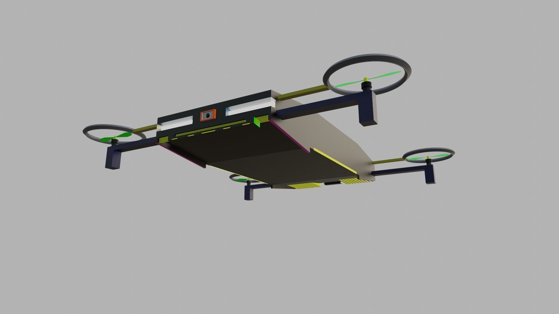 Dynamic Low Poly Sport Drone 3D model_7