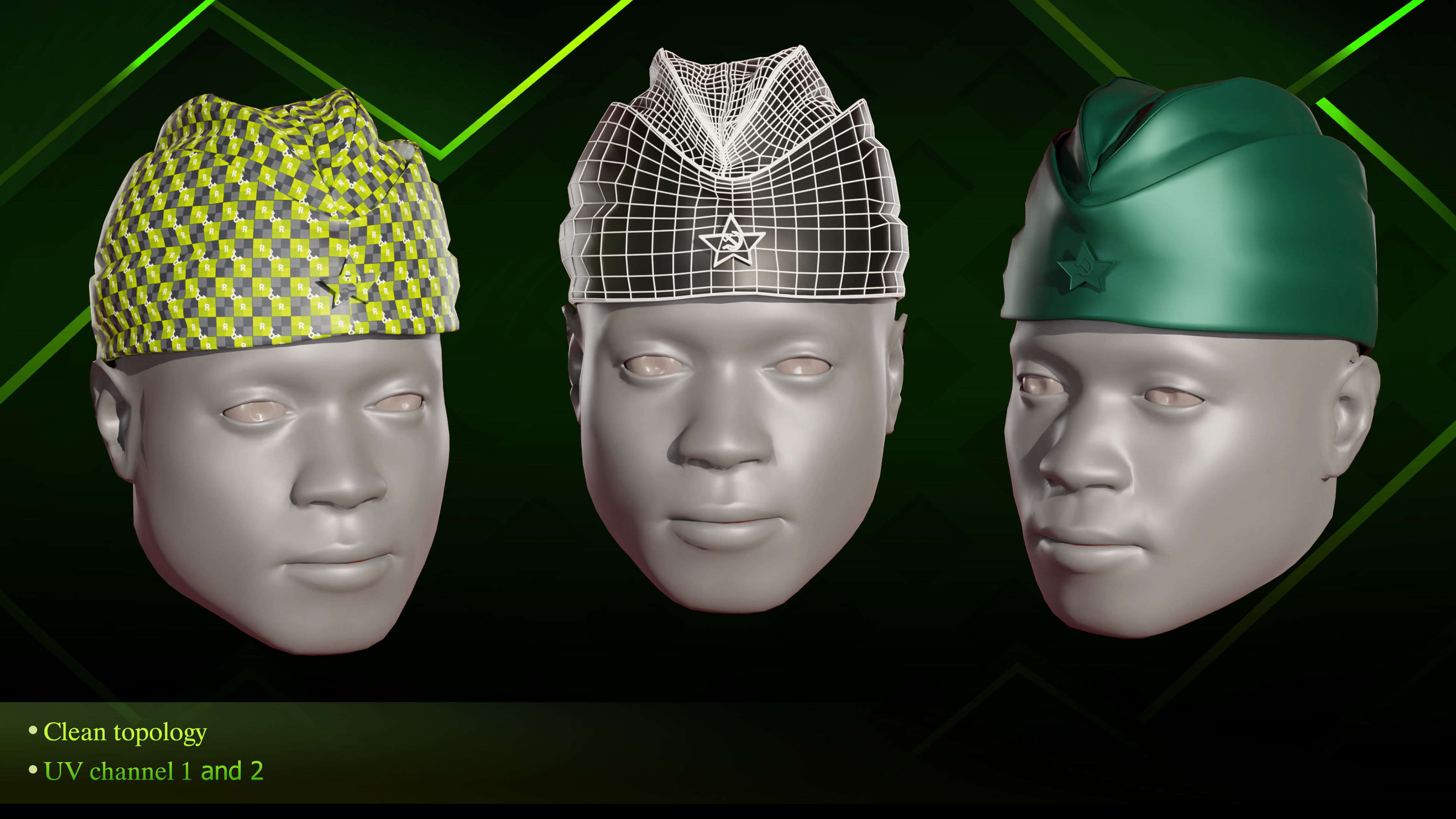 20 Hat diffrent Low-poly 3D model_13