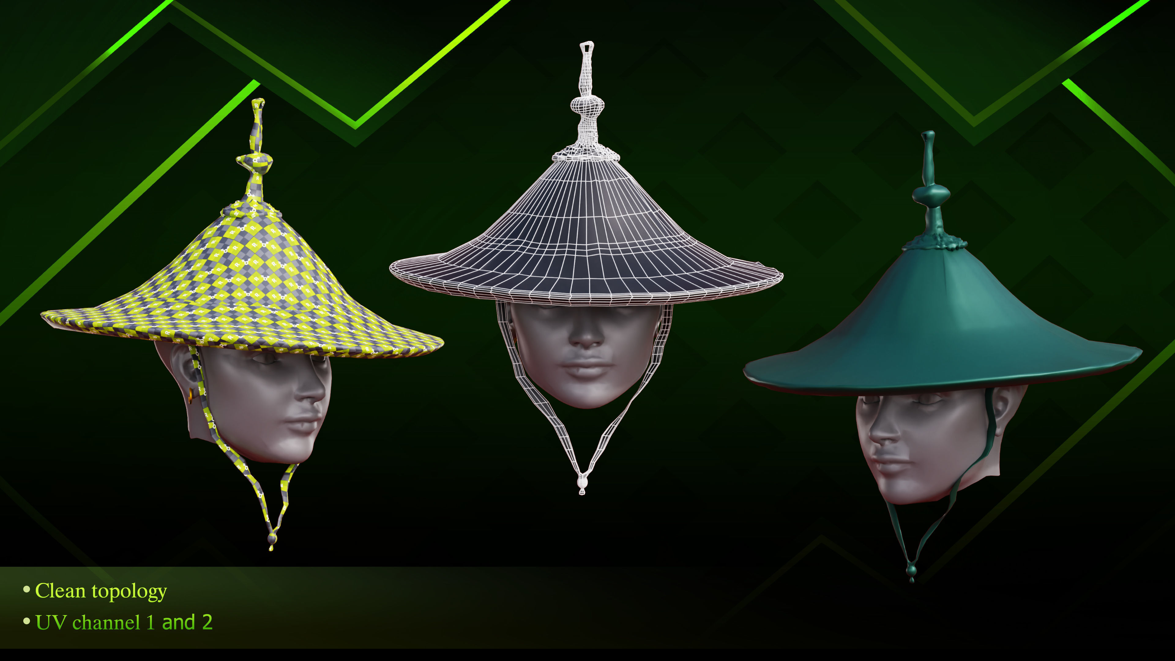20 Hat diffrent Low-poly 3D model_9