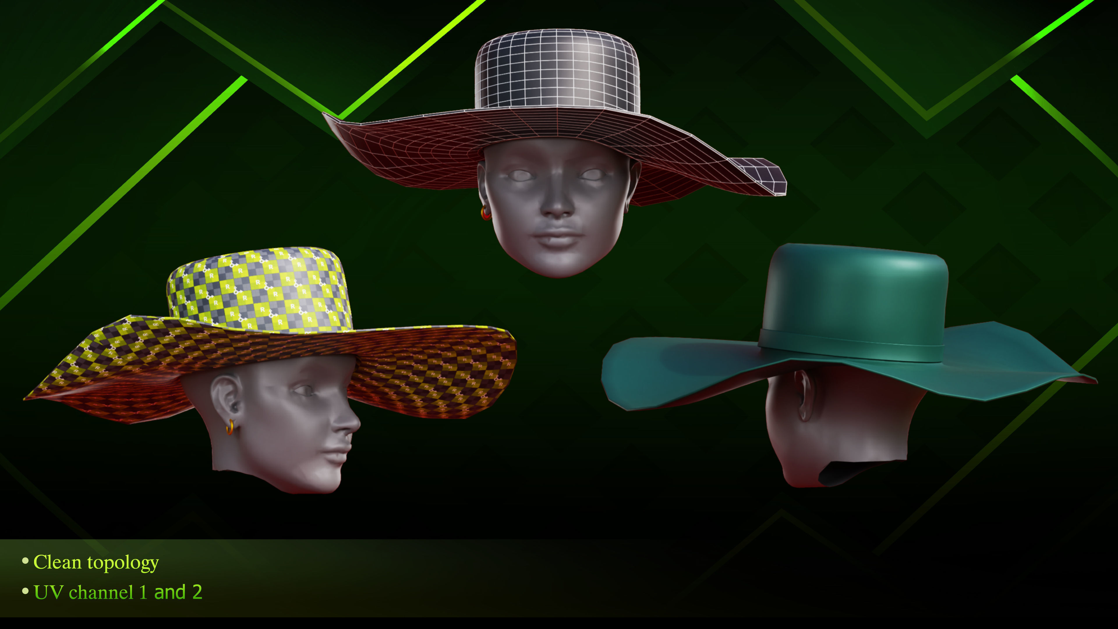 20 Hat diffrent Low-poly 3D model_4