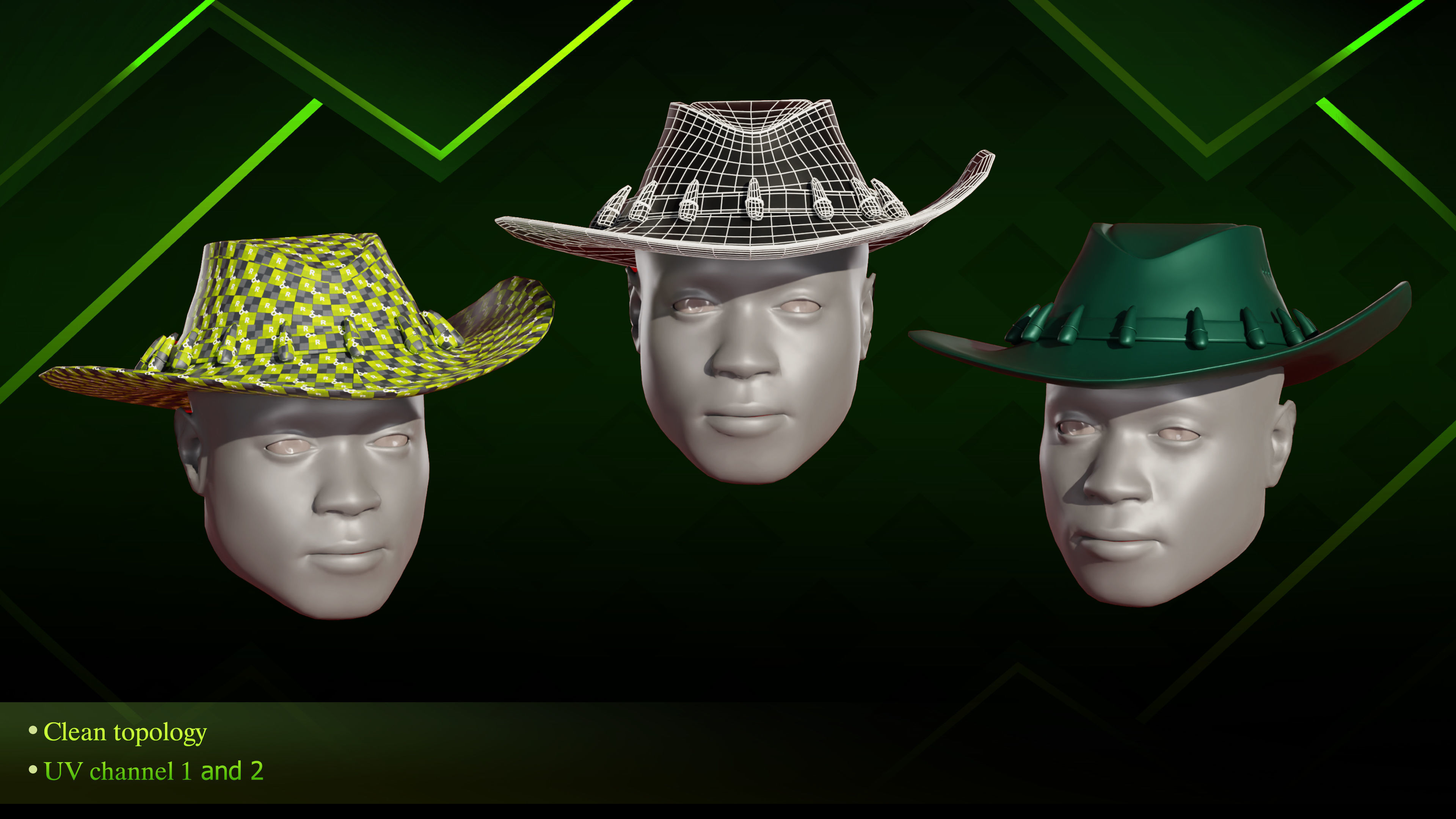 20 Hat diffrent Low-poly 3D model_12
