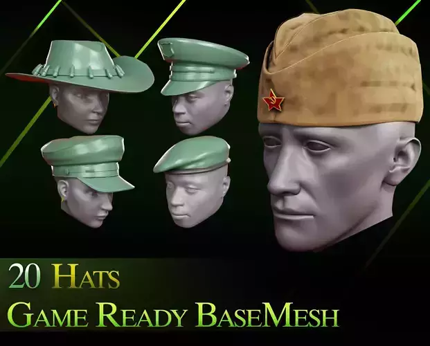 20 Hat diffrent Low-poly 3D model 20 Hat diffrent Low-poly 3D model