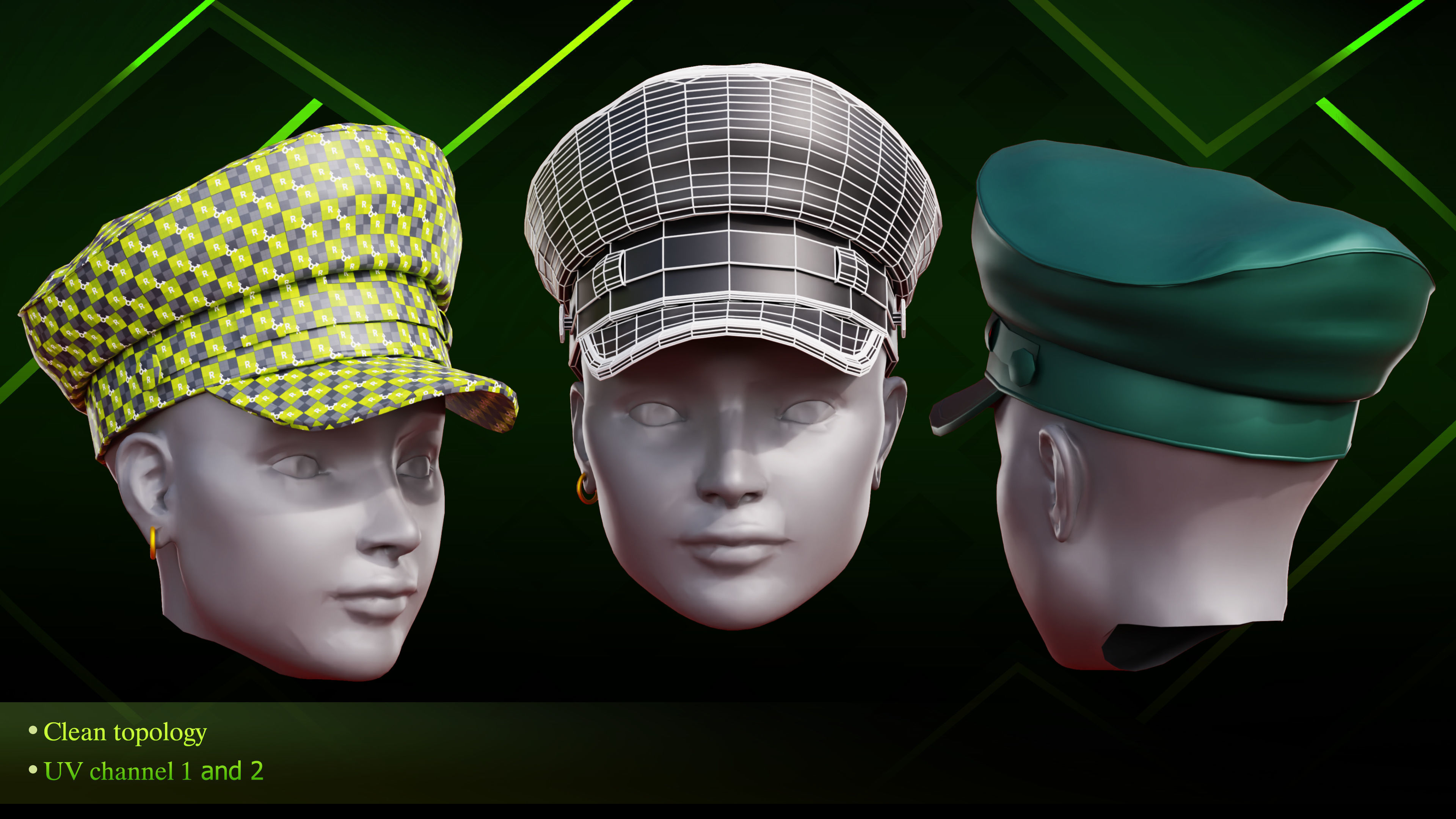 20 Hat diffrent Low-poly 3D model_10