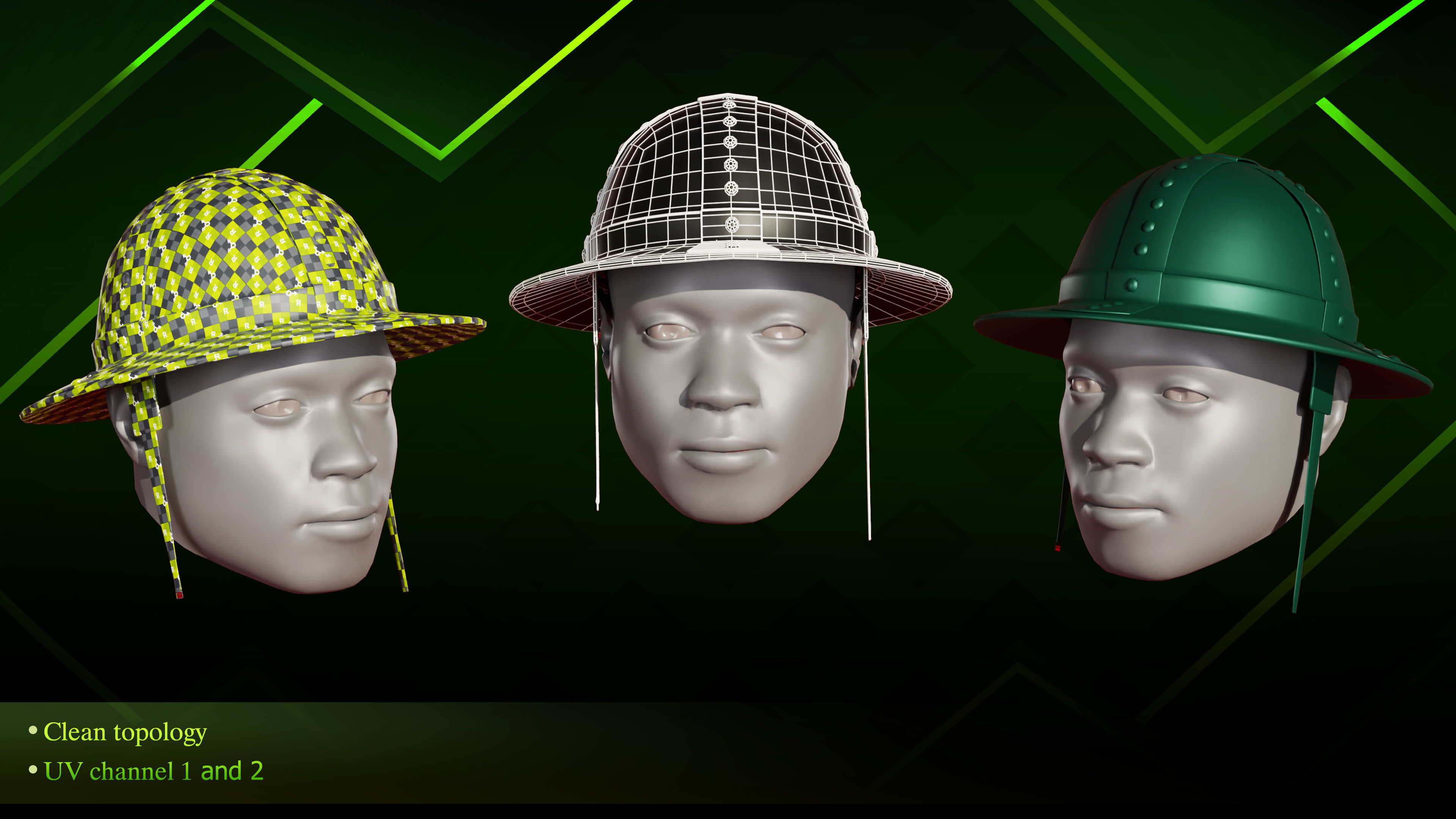 20 Hat diffrent Low-poly 3D model_15