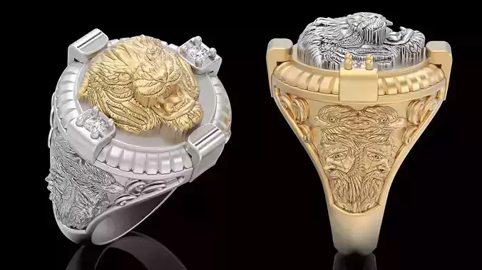 Bear ring silver gold printable jewelry 3D model 3D print model