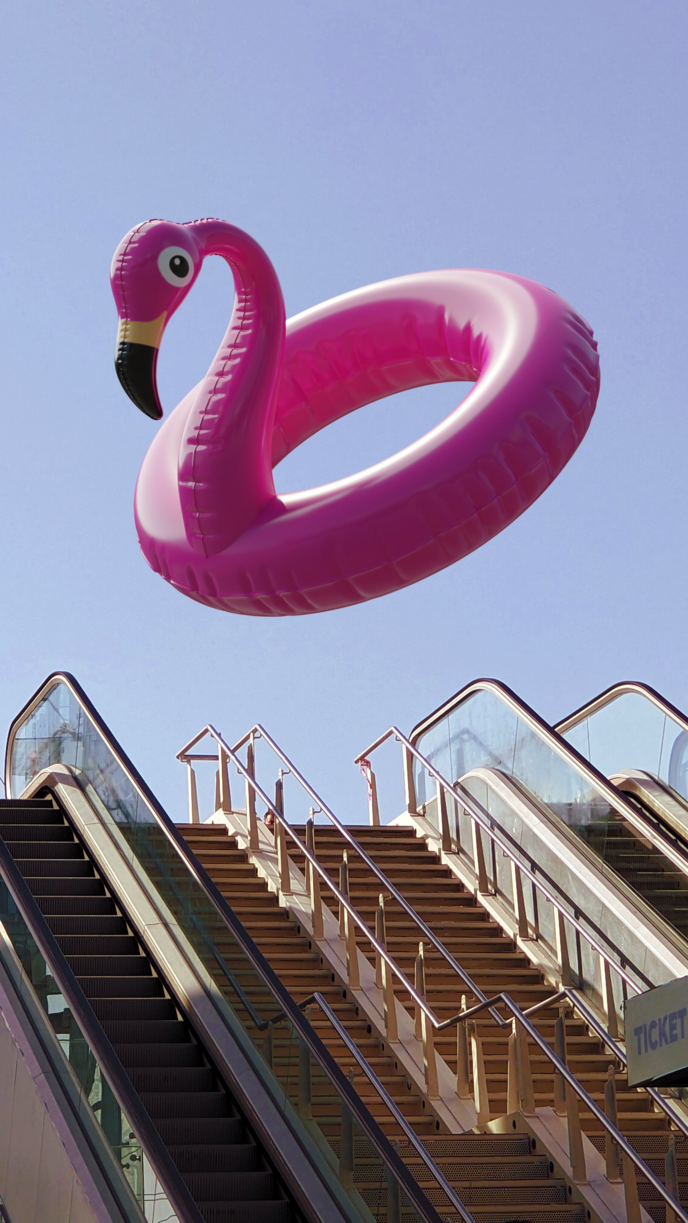 Inflatable Pink Flamingo Swimming Pool Waterpark Toy 3D model_4