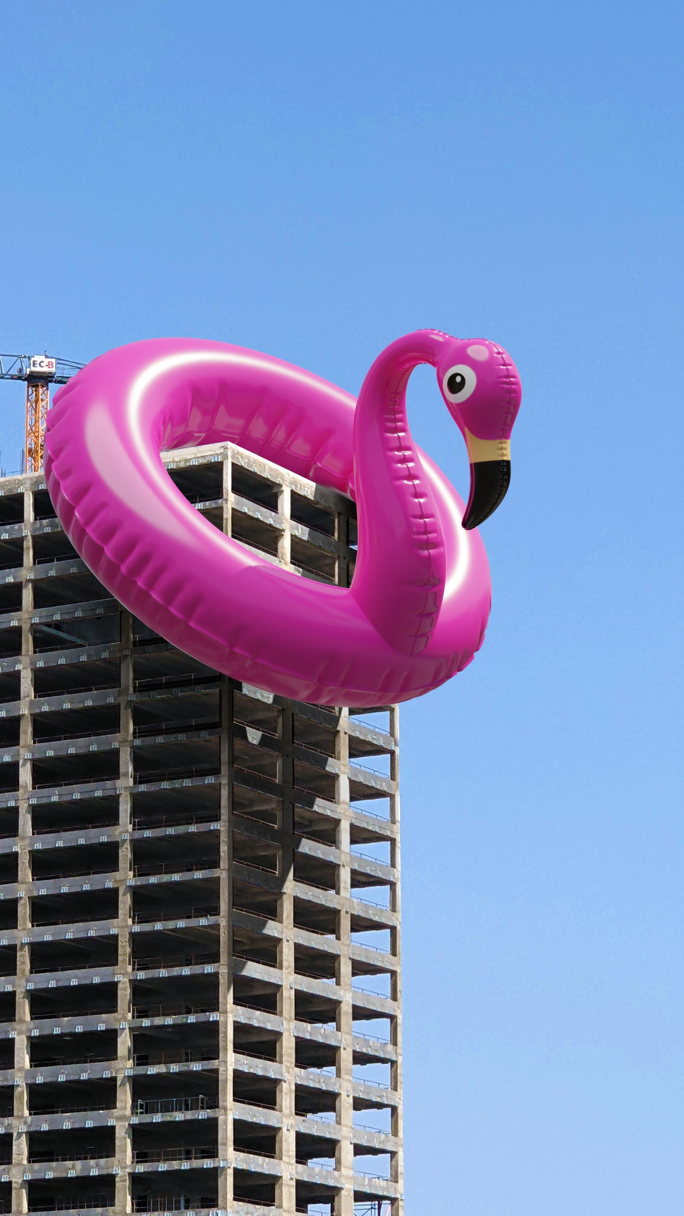 Inflatable Pink Flamingo Swimming Pool Waterpark Toy 3D model_3