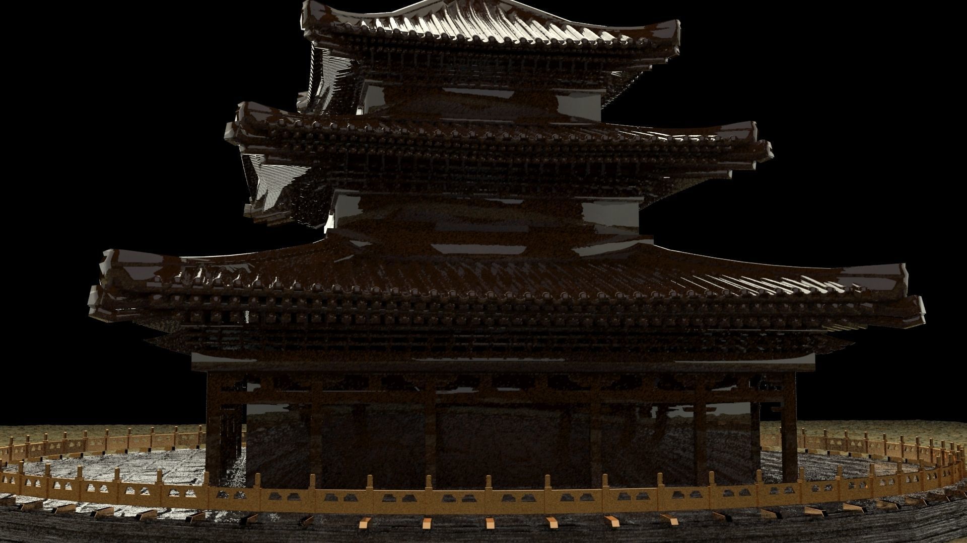 Chinese ancient house 3D model_1