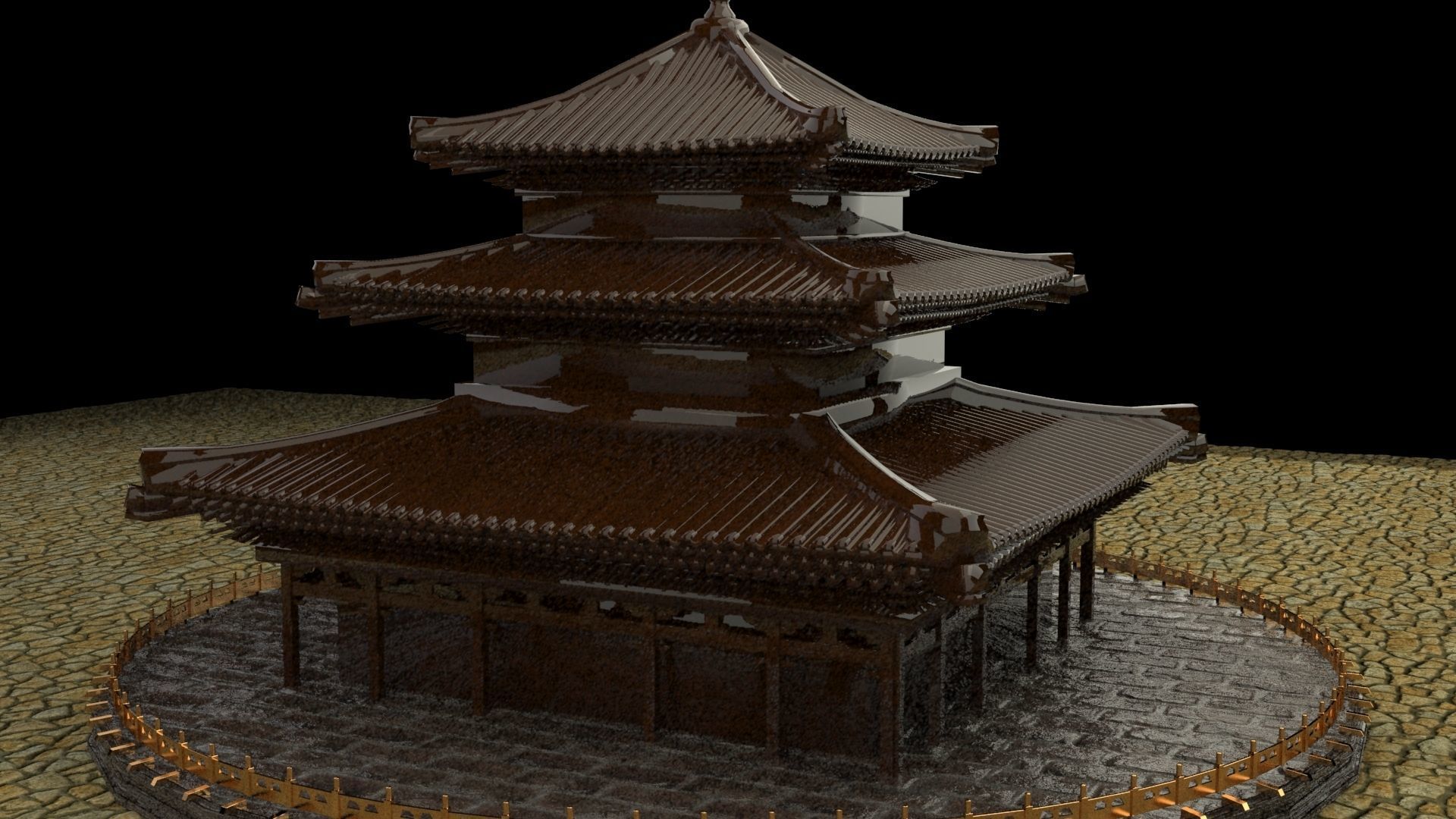 Chinese ancient house 3D model_3