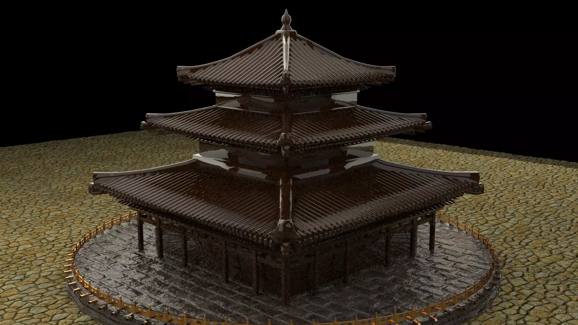 Chinese ancient house 3D model_0