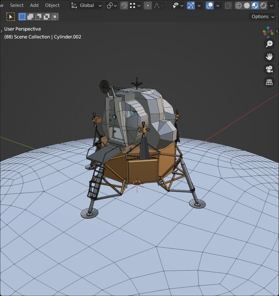 Moon Lander Low-poly 3D model_3