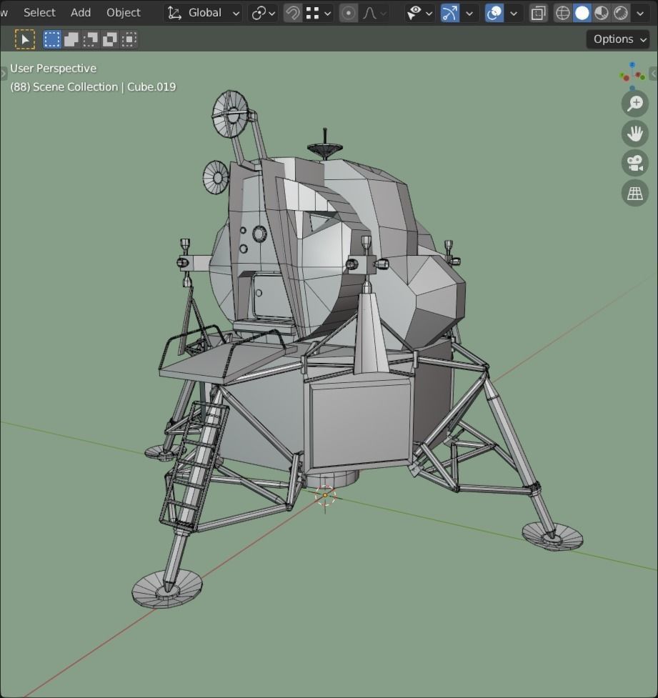 Moon Lander Low-poly 3D model_4
