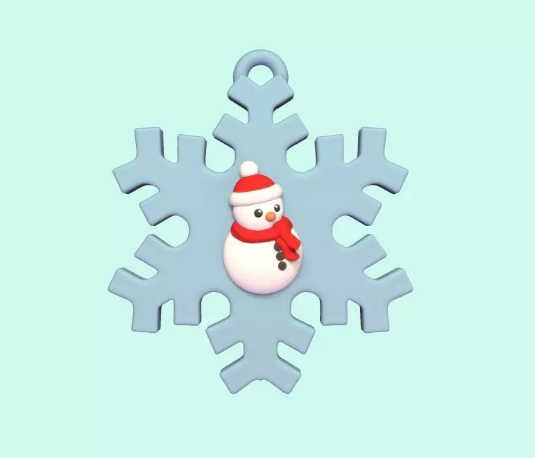 Snowman Snowflake Ornament 3D print model_0
