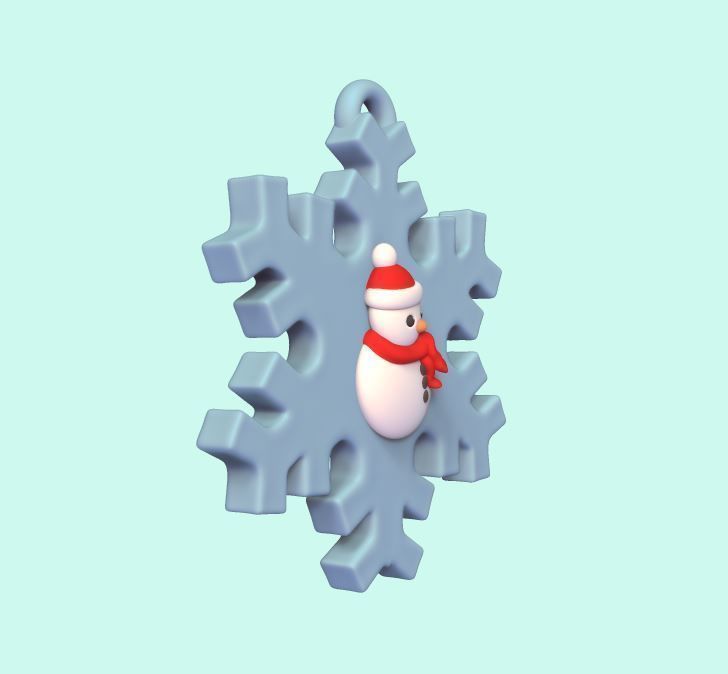 Snowman Snowflake Ornament 3D print model_1