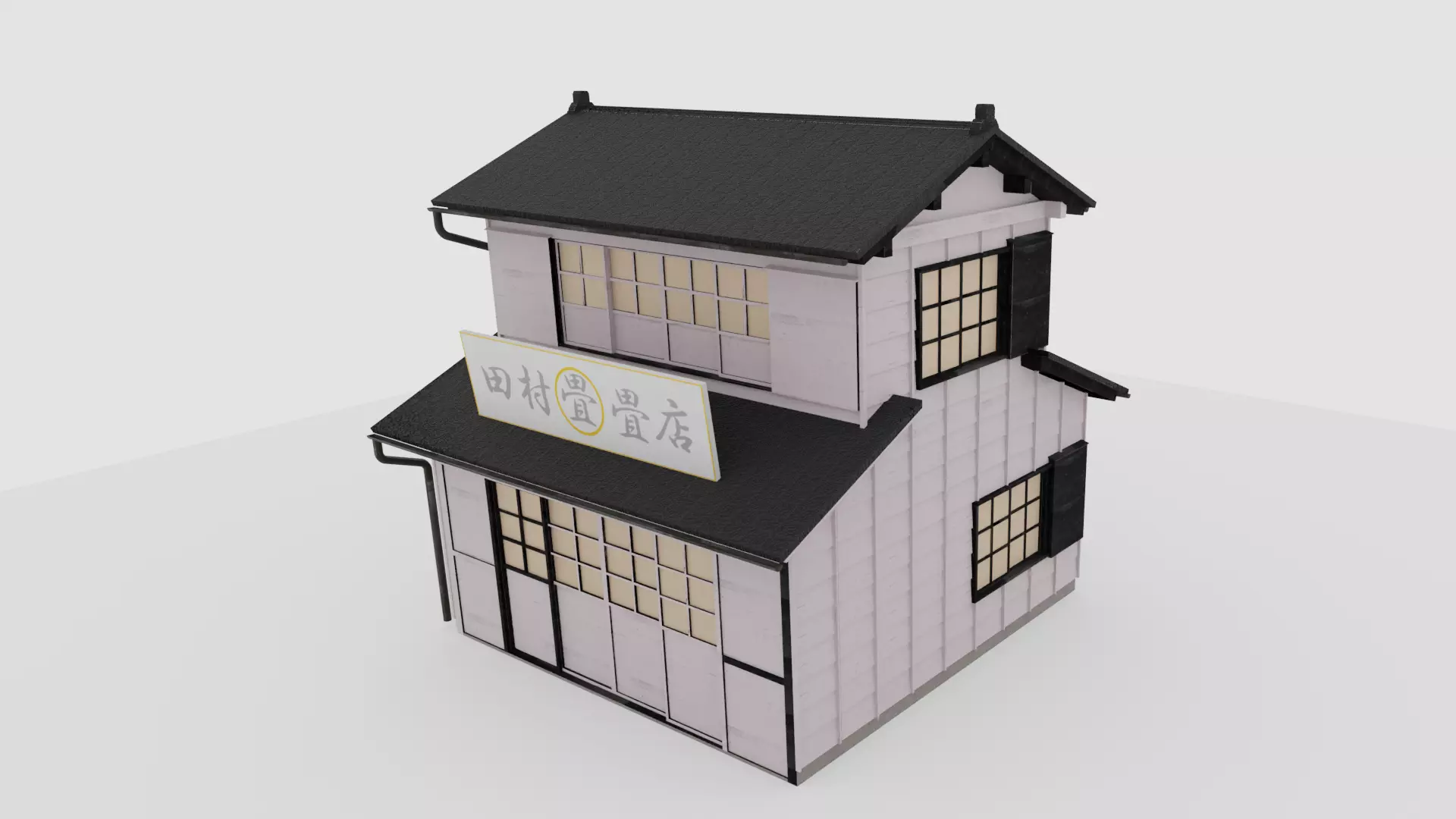 store asian tea shop Low-poly 3D model_0