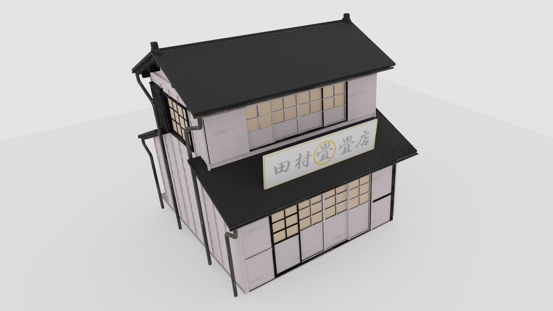 store asian tea shop Low-poly 3D model_6