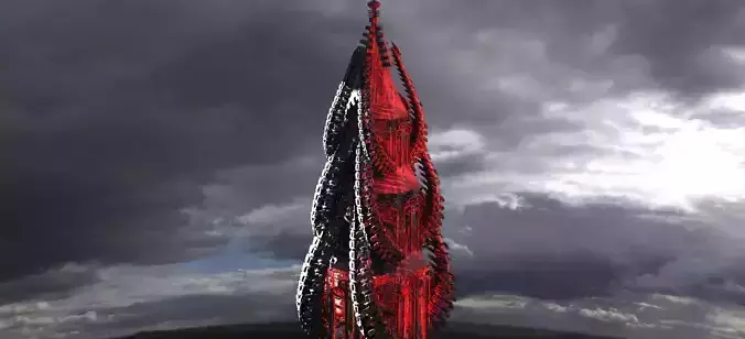 Cult Spine Arch Cathedral Tower 3D model