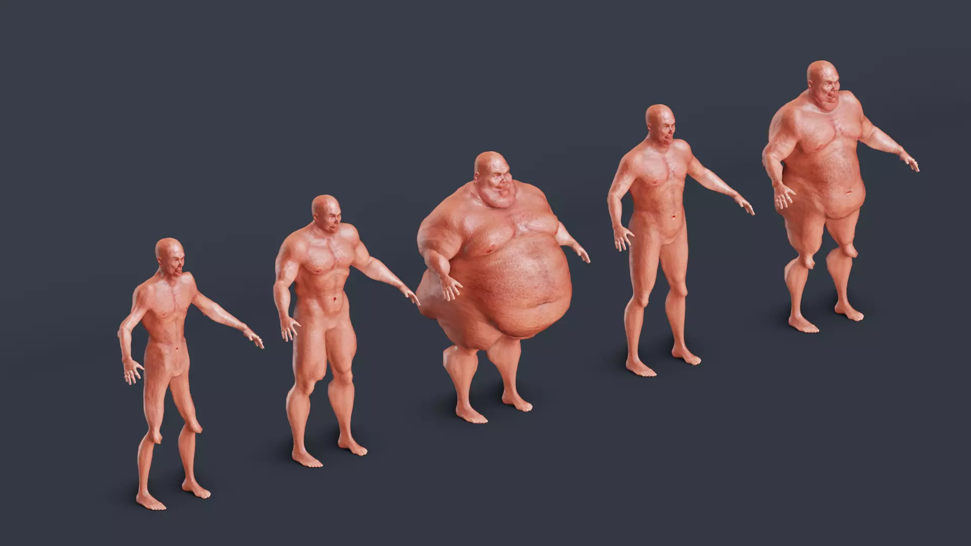 Customizable Rigged Male Base Mesh with Shape Library Low-poly 3D model