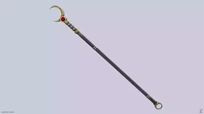 Sacred staff Low-poly 3D model