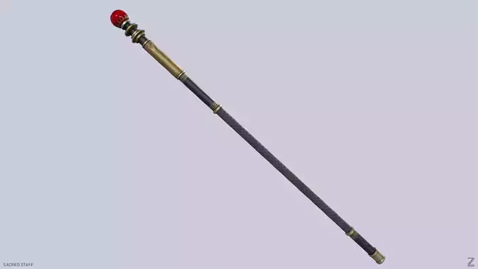 Sacred staff Low-poly 3D model