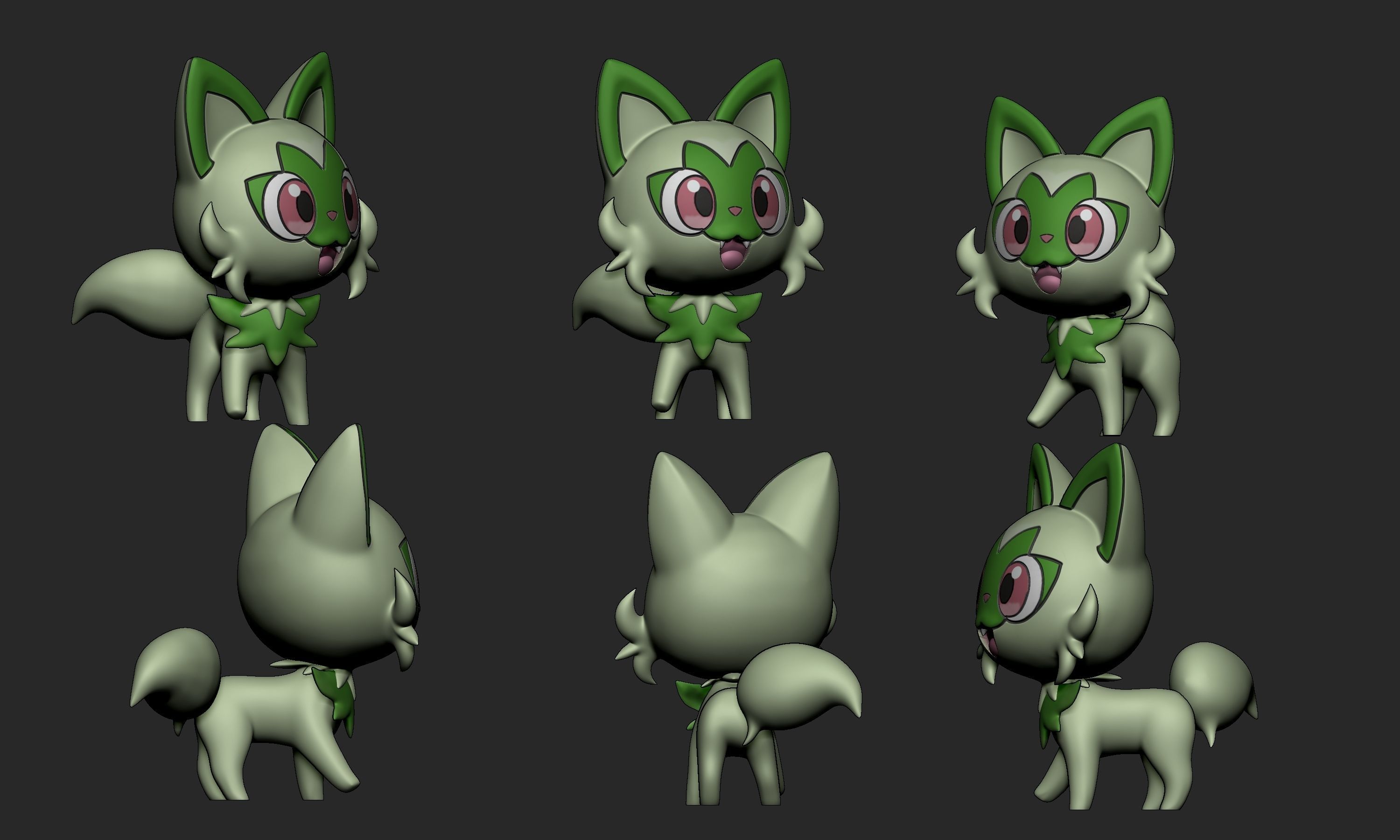 Pokemon - Sprigatito with 2 poses 3D print model_4