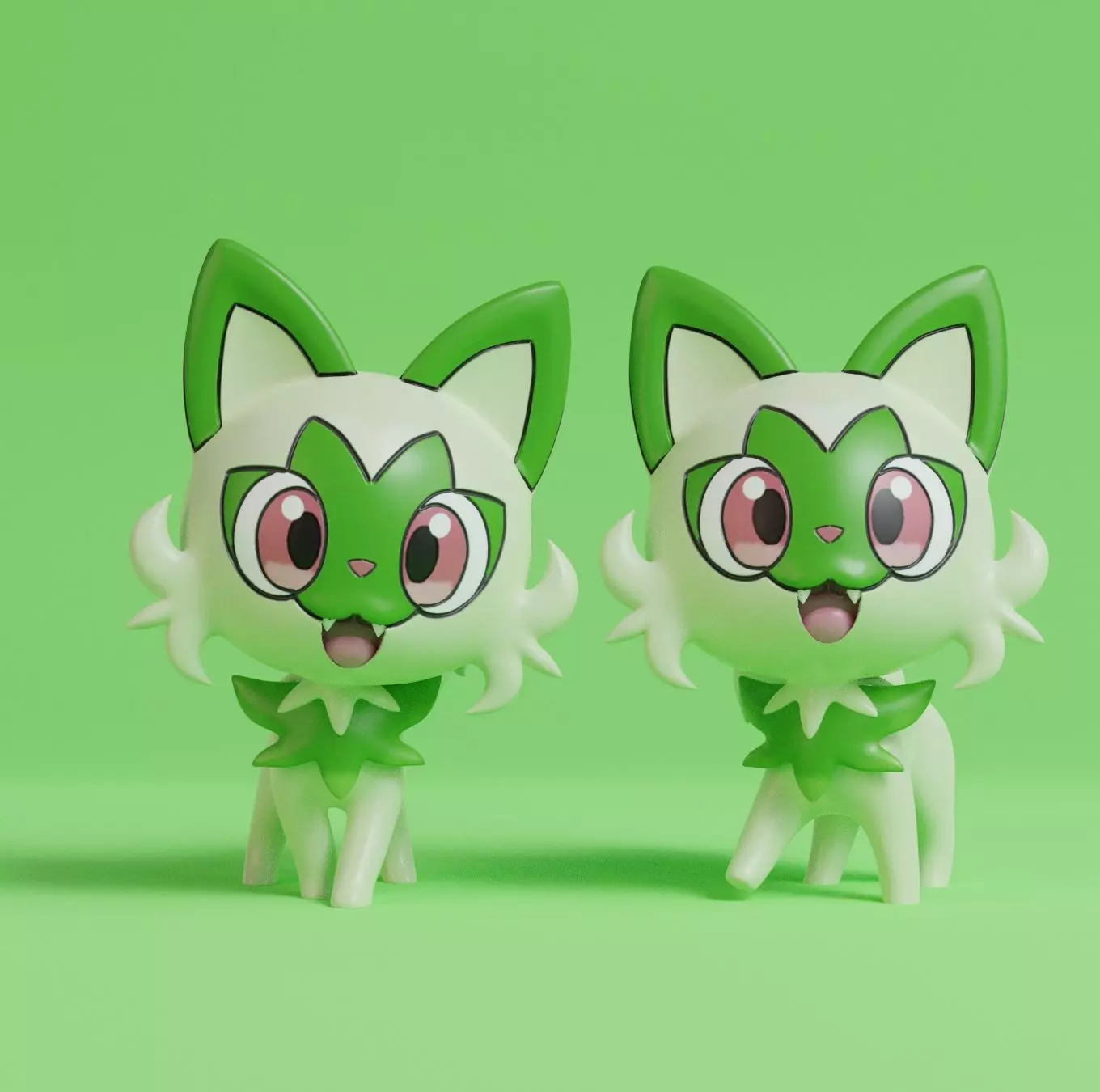 Pokemon - Sprigatito with 2 poses 3D print model_0