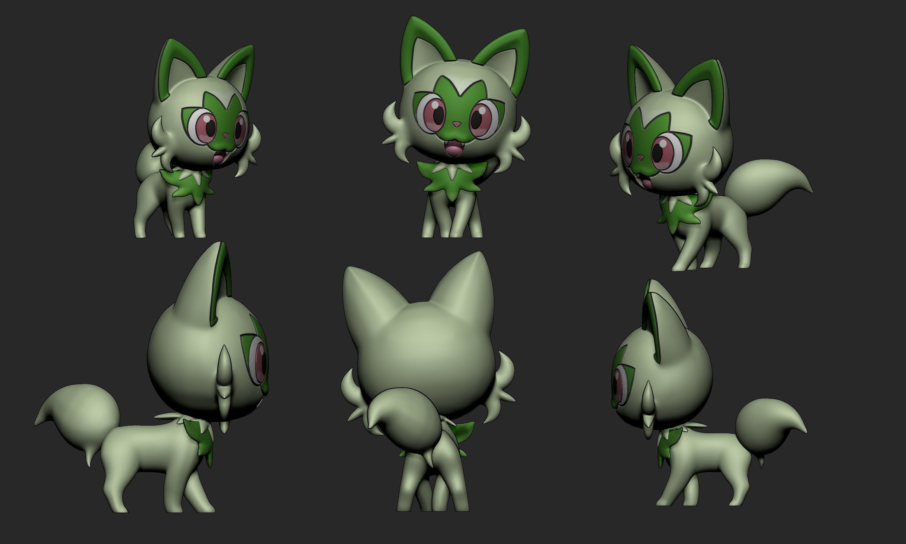 Pokemon - Sprigatito with 2 poses 3D print model_7