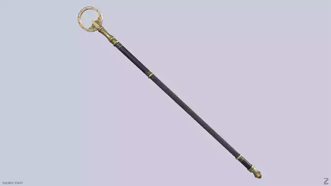 Sacred staff Low-poly 3D model