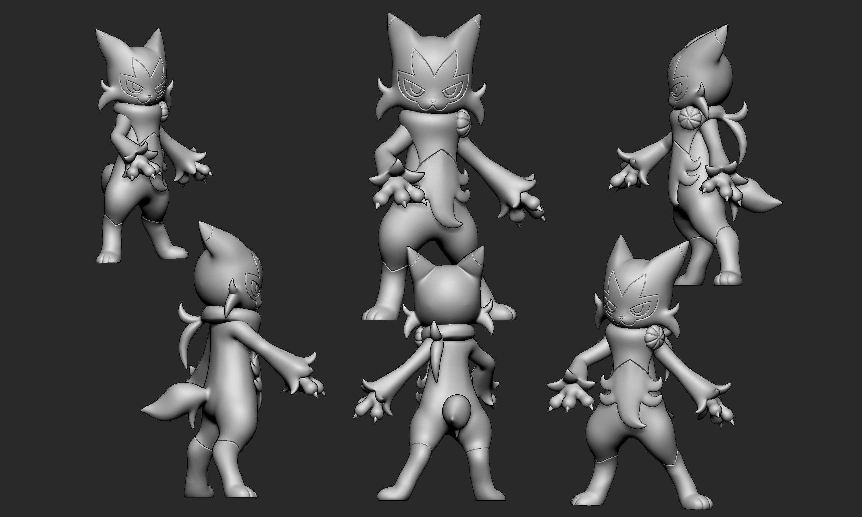 Pokemon - Sprigatito Floragato and Meowscarada with 2 poses 3D print model_9